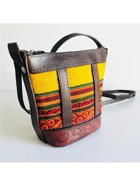 Handwoven Leather Crossbody Bag Multicolour
